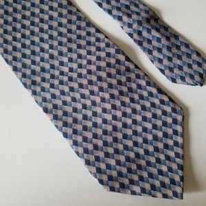 Claiborne Men's 100% Silk  Blue, White, Purple Tie